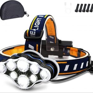 18000 Lumen 8 Modes Headlight With White Red Lights USB Cable